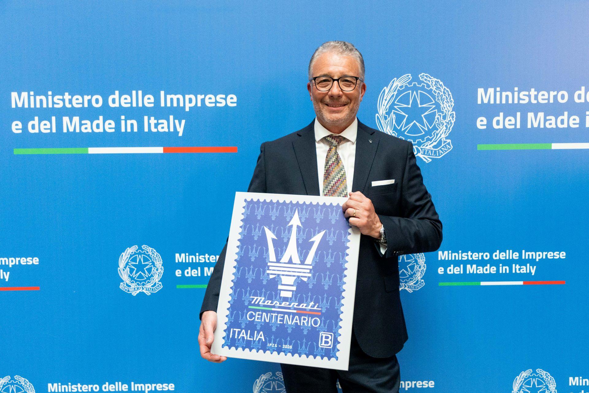 Maseratitridentturns100withcommemorativestamp 1