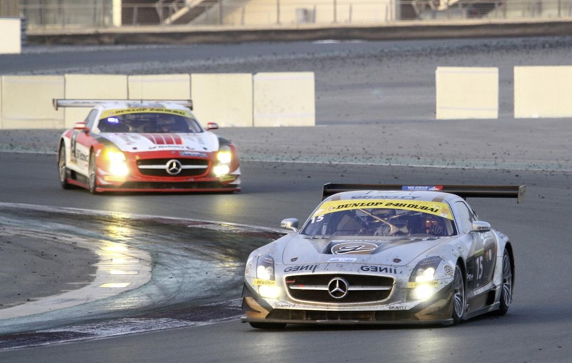 A perfect start of the season for AMG Customer Sports: A 1-2-3 for the Mercedes-Benz SLS AMG GT3 in Dubai 24 Hours