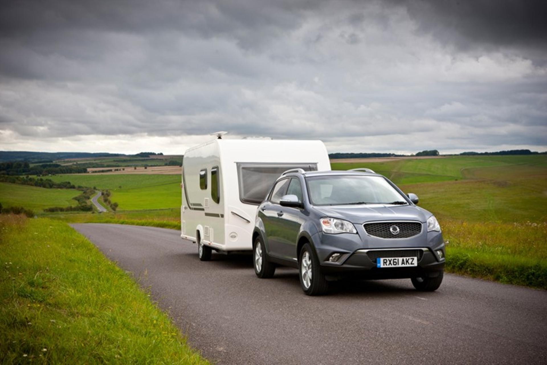 TOW CAR SPECIALIST SSANGYONG STAKES ITS PITCH AT THE MOTORHOME, CAMPING & CARAVAN SHOW