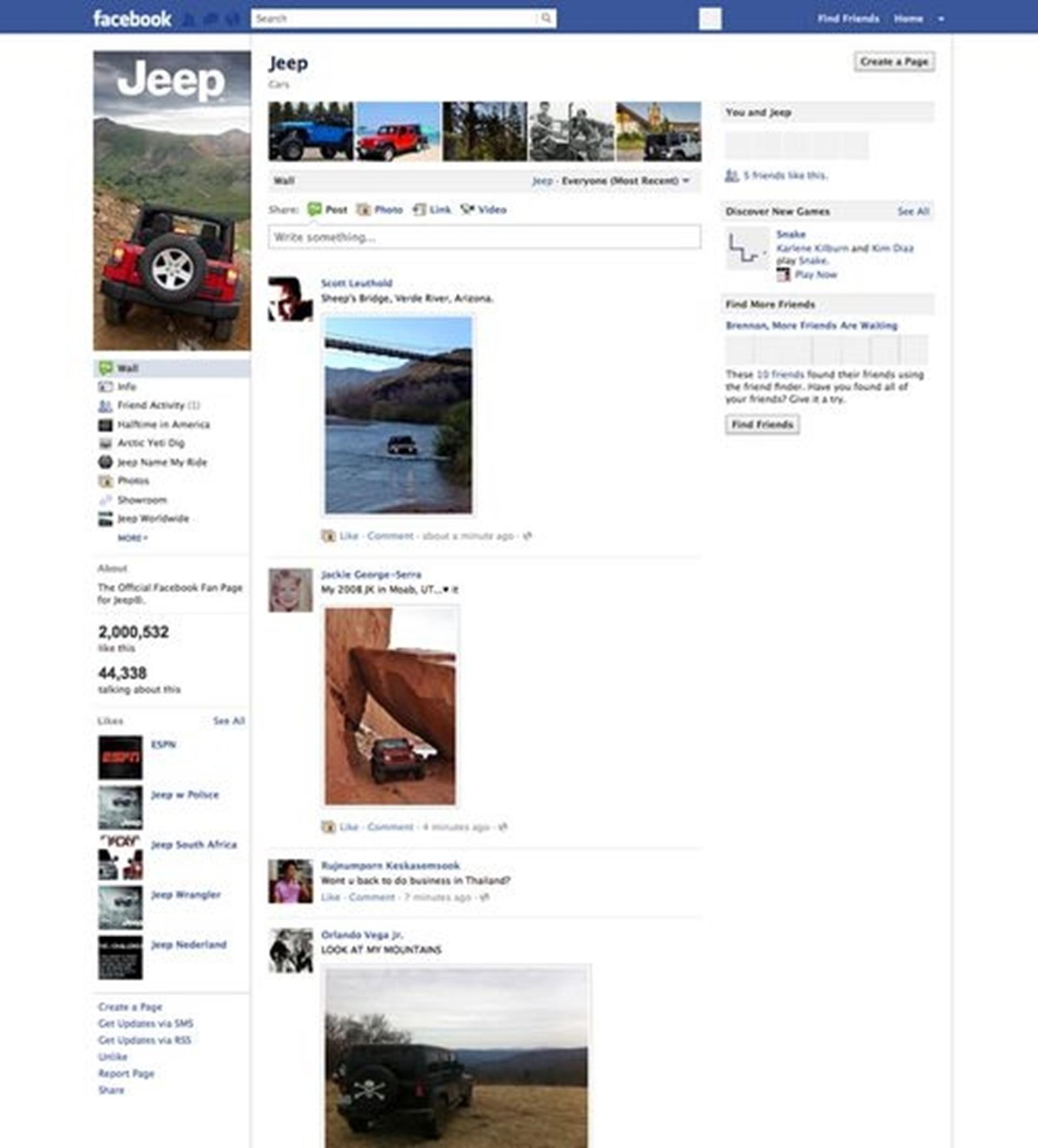 Jeep is the First Domestic Automotive Brand in the U.S. to Garner 2 Million Facebook Fans