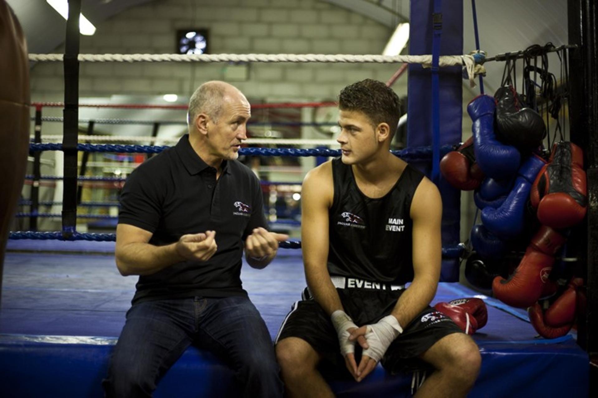 JAGUAR ACADEMY OF SPORT AMBASSADOR BARRY MCGUIGAN MENTORS BOXING RISING STAR