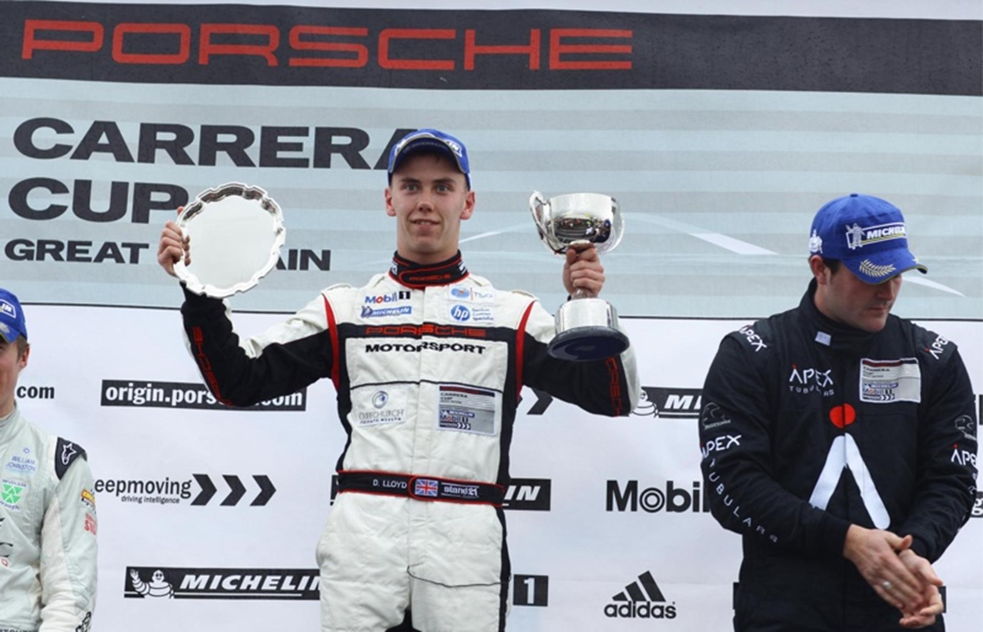 PORSCHE SCHOLAR DANIEL LLOYD SCORES CARRERA CUP GB WIN AT THRUXTON