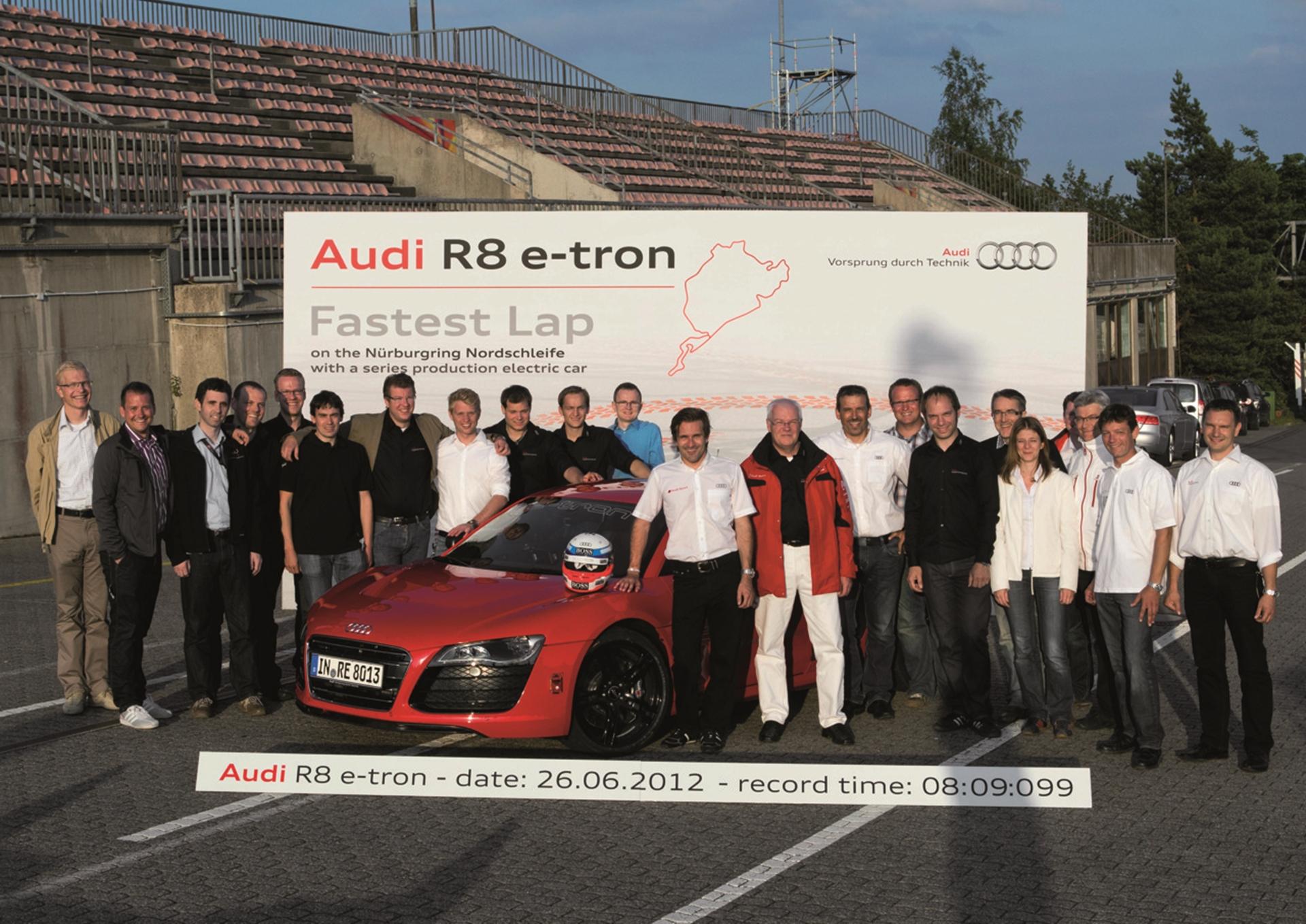 World record for the Audi R8 e-tron: with 8:09.099 minutes at the Nürburgring