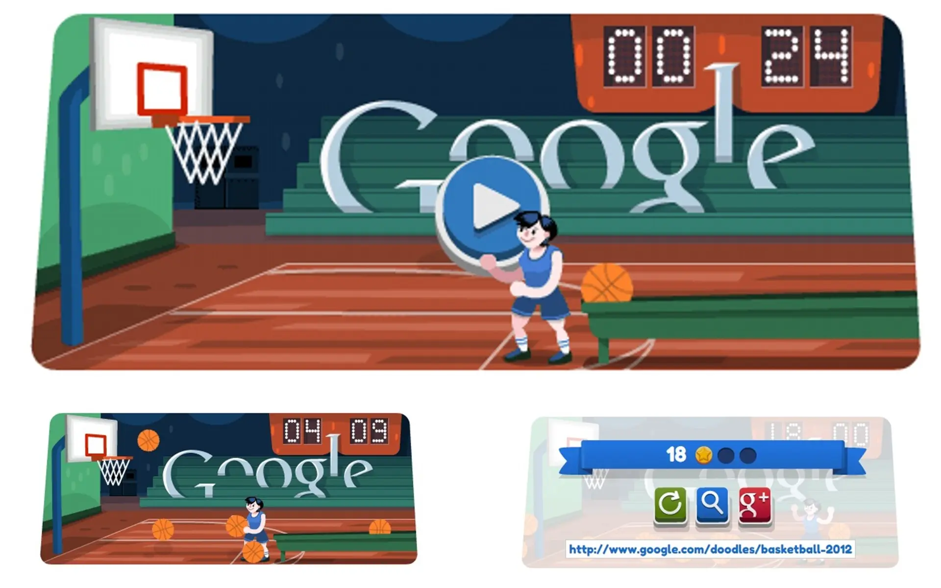 London 2012 basketball Google Doodle Game