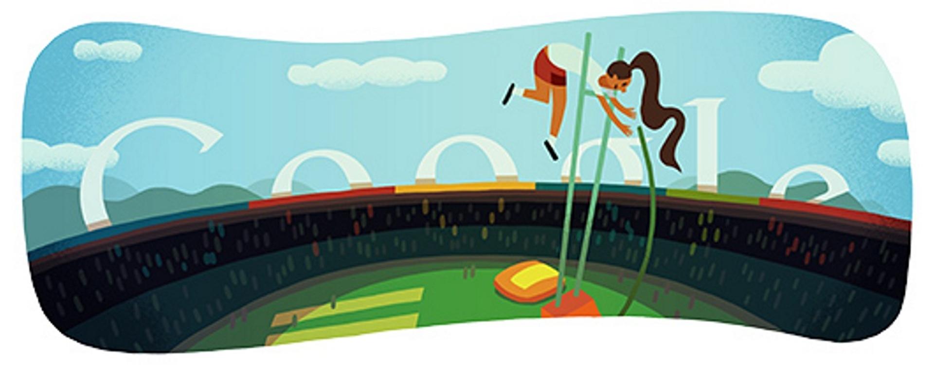 London 2012 pole vault 9th Google Olympics Doodle