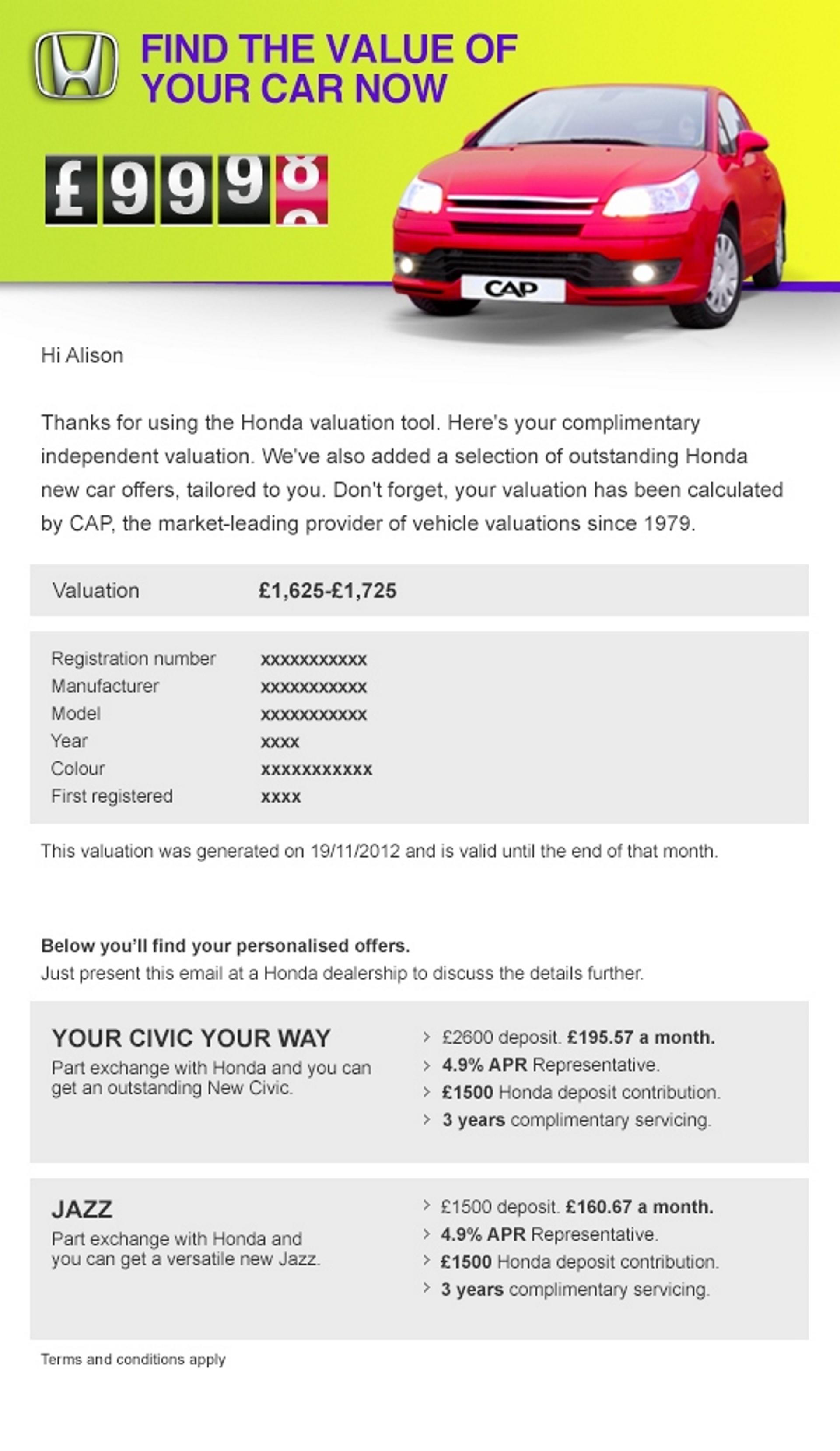 HONDA LAUNCHES EASY-TO-USE ONLINE USED CAR VALUATION TOOL