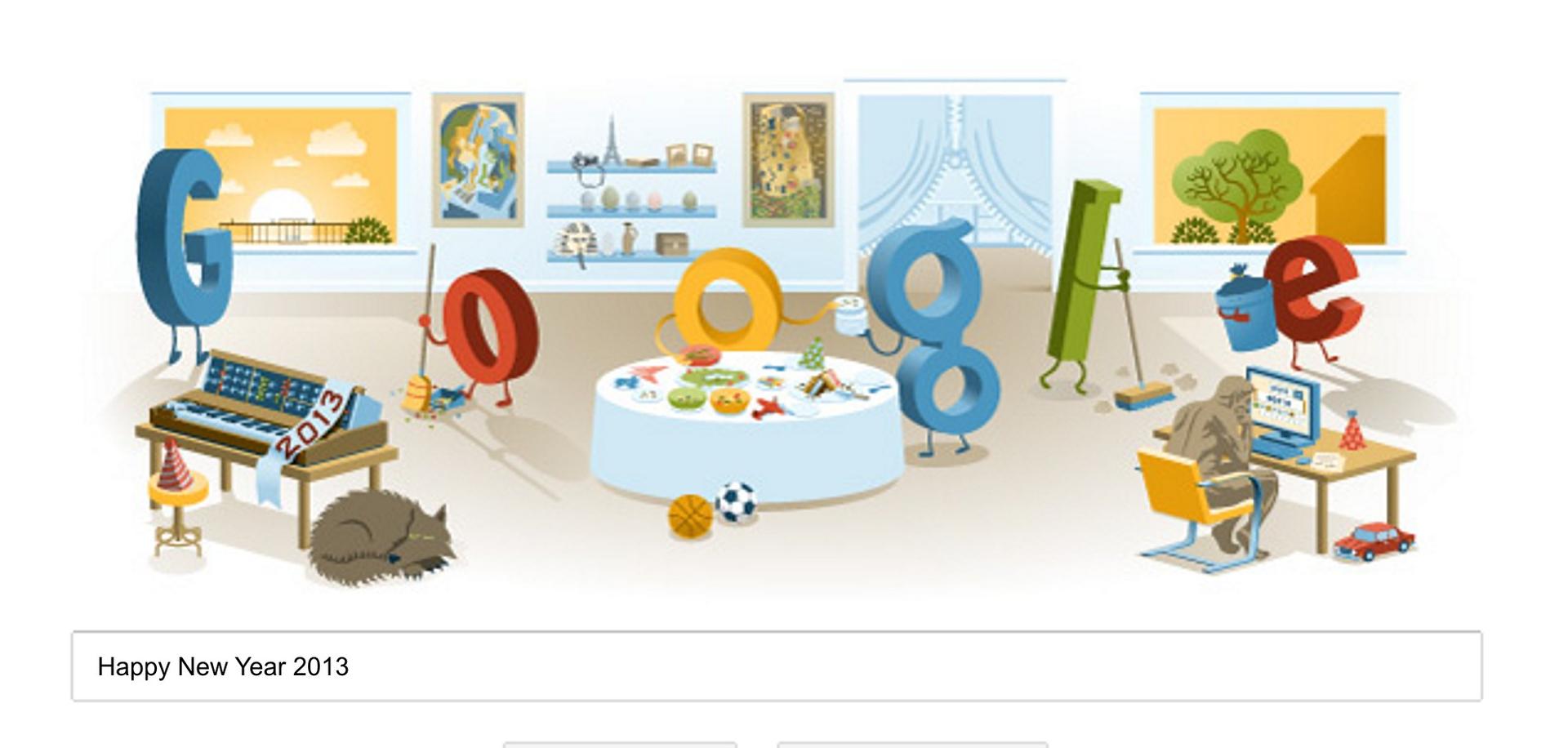 New Year’s Day 2013: First Google Doodle for 2013