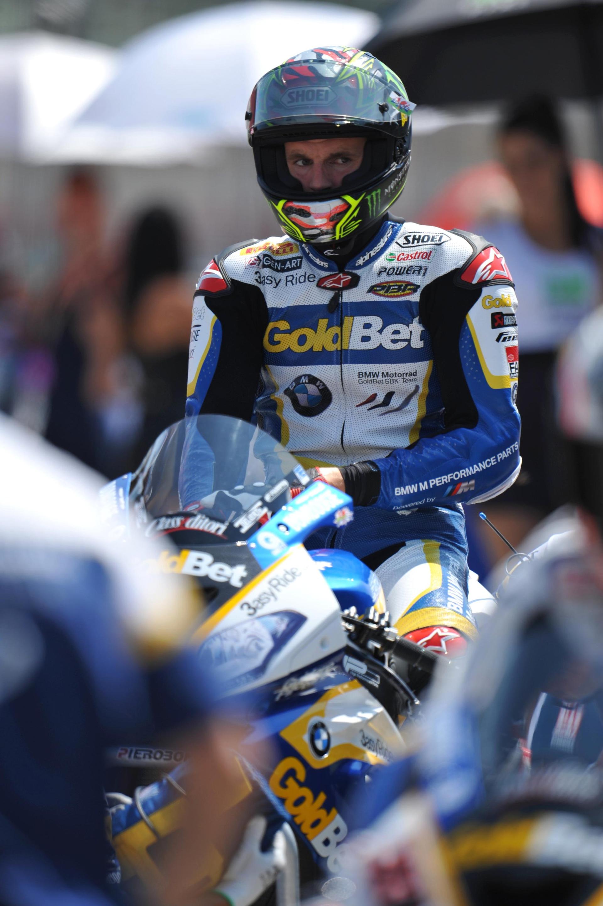 Chaz Davies rides the BMW HP4 at Goodwood