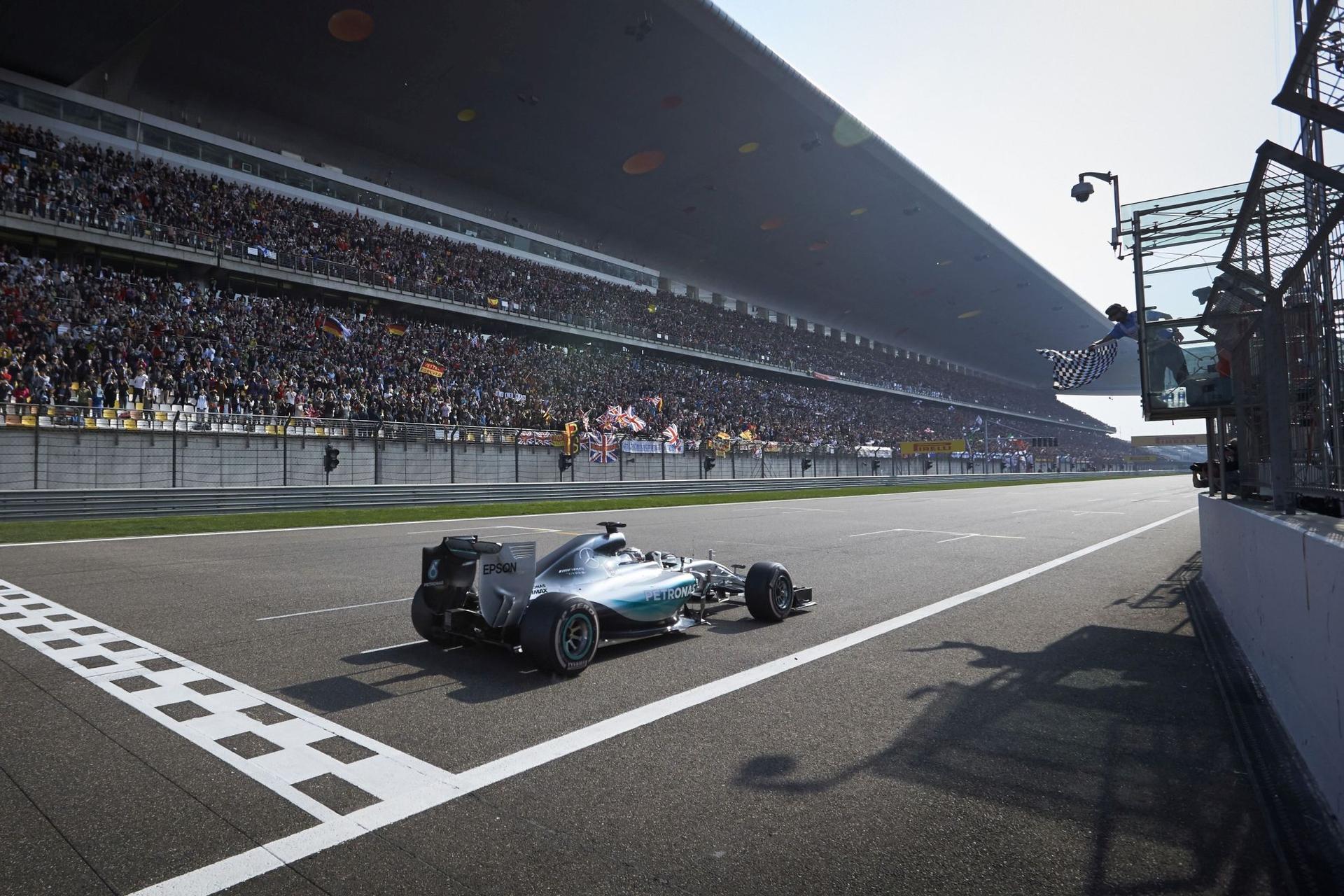 Hamilton leads Mercedes 1-2 in Chinese Grand Prix with Nico Rosberg second at Shanghai International Circuit