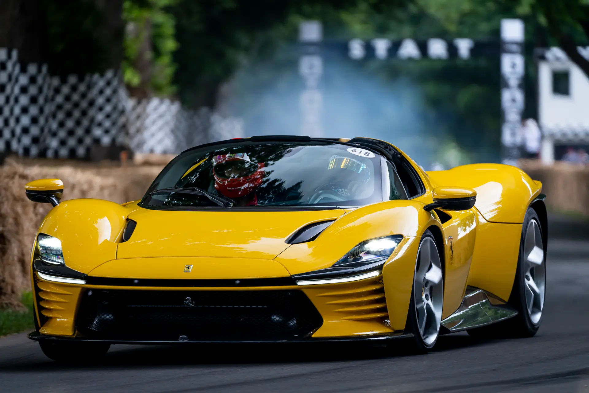 Ferarri Anniversary Parade At Goodwood Festival Of Speed Yellow