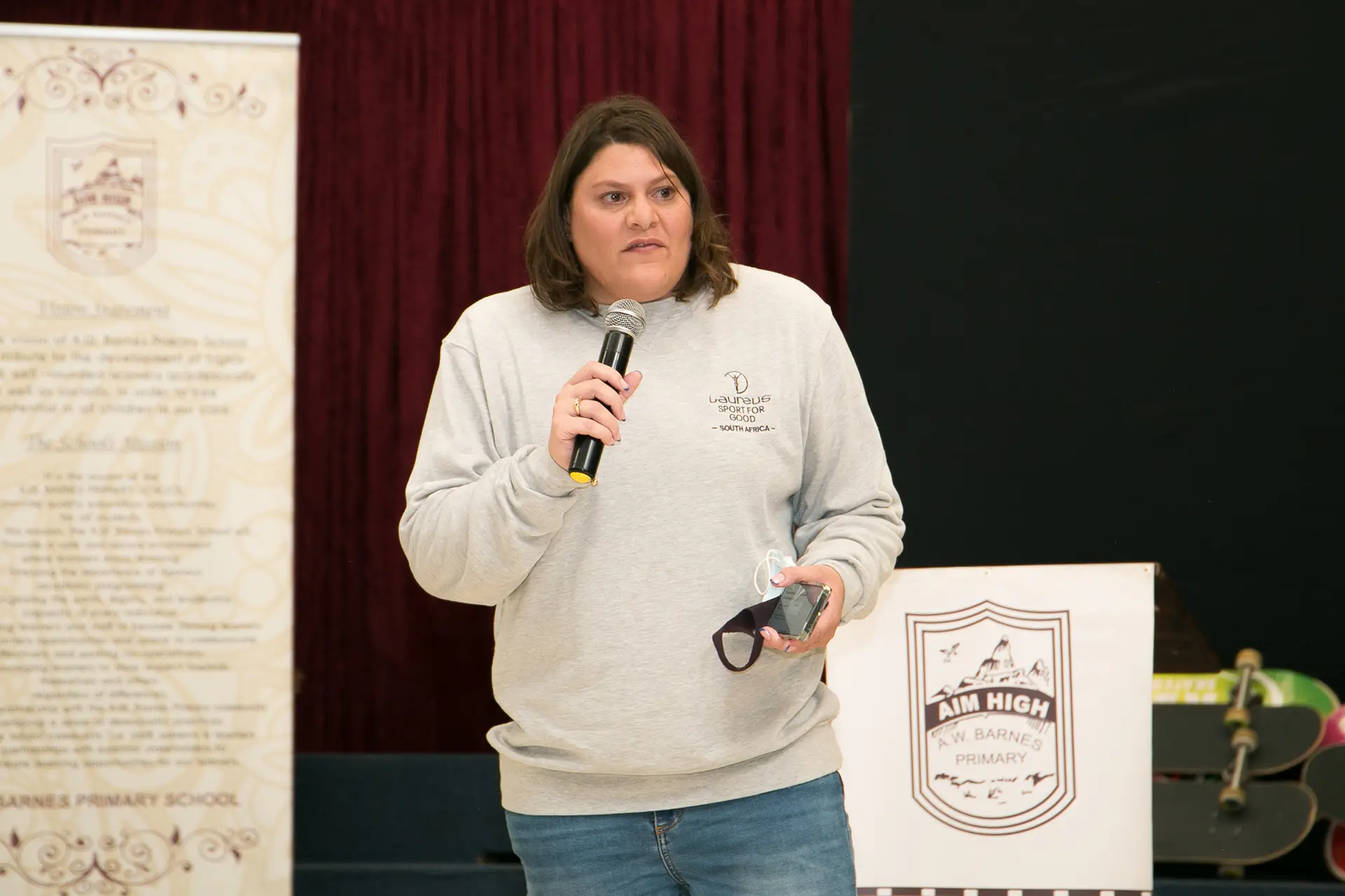 Laureus Ambassador Natalie Du Toit Addressing The A.w Barnes Learners