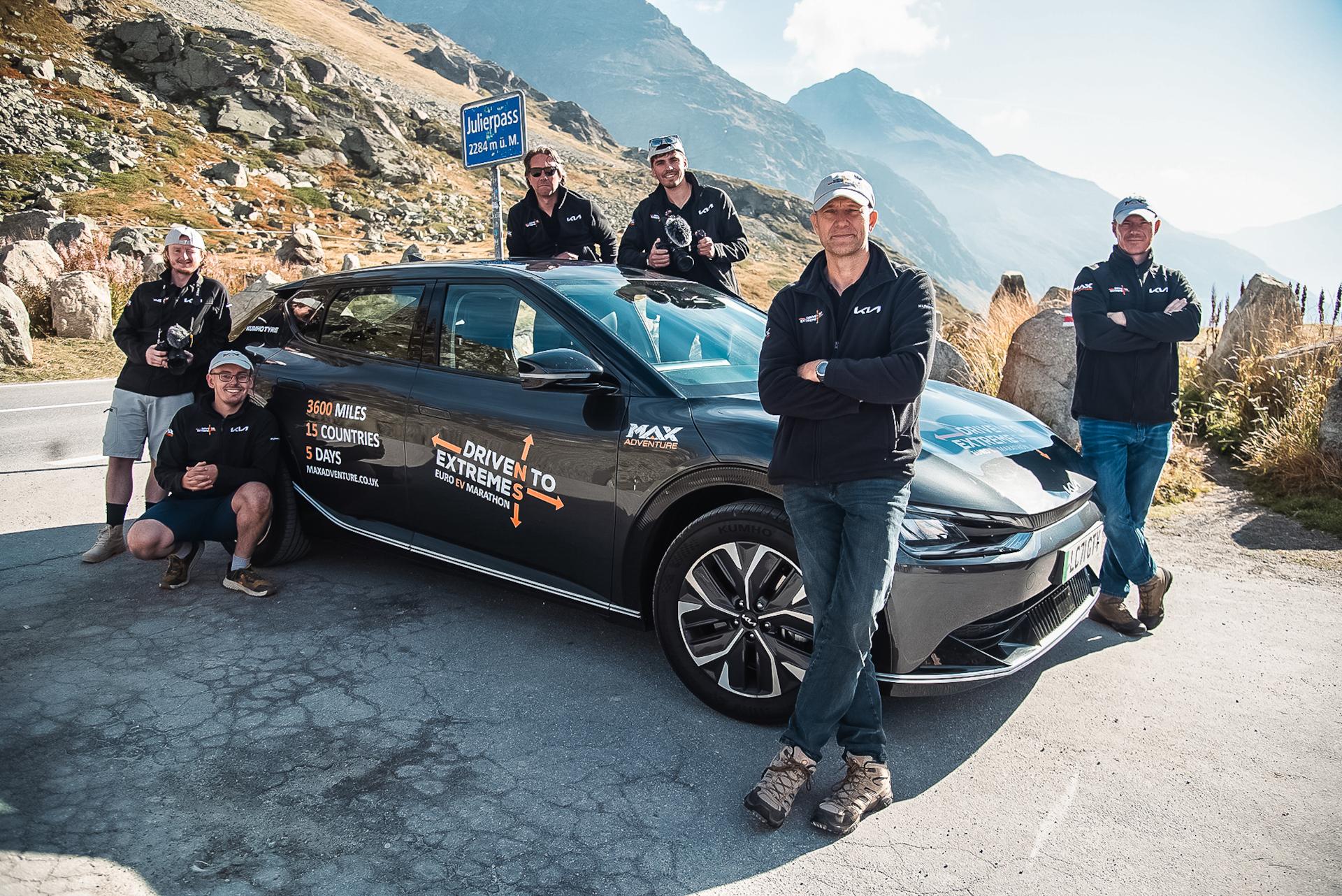 3,174 miles and 16 countries in 89 hours 12 minutes Max Adventure team pilots fully electric Kia EV6 from Oslo to Lisbon
