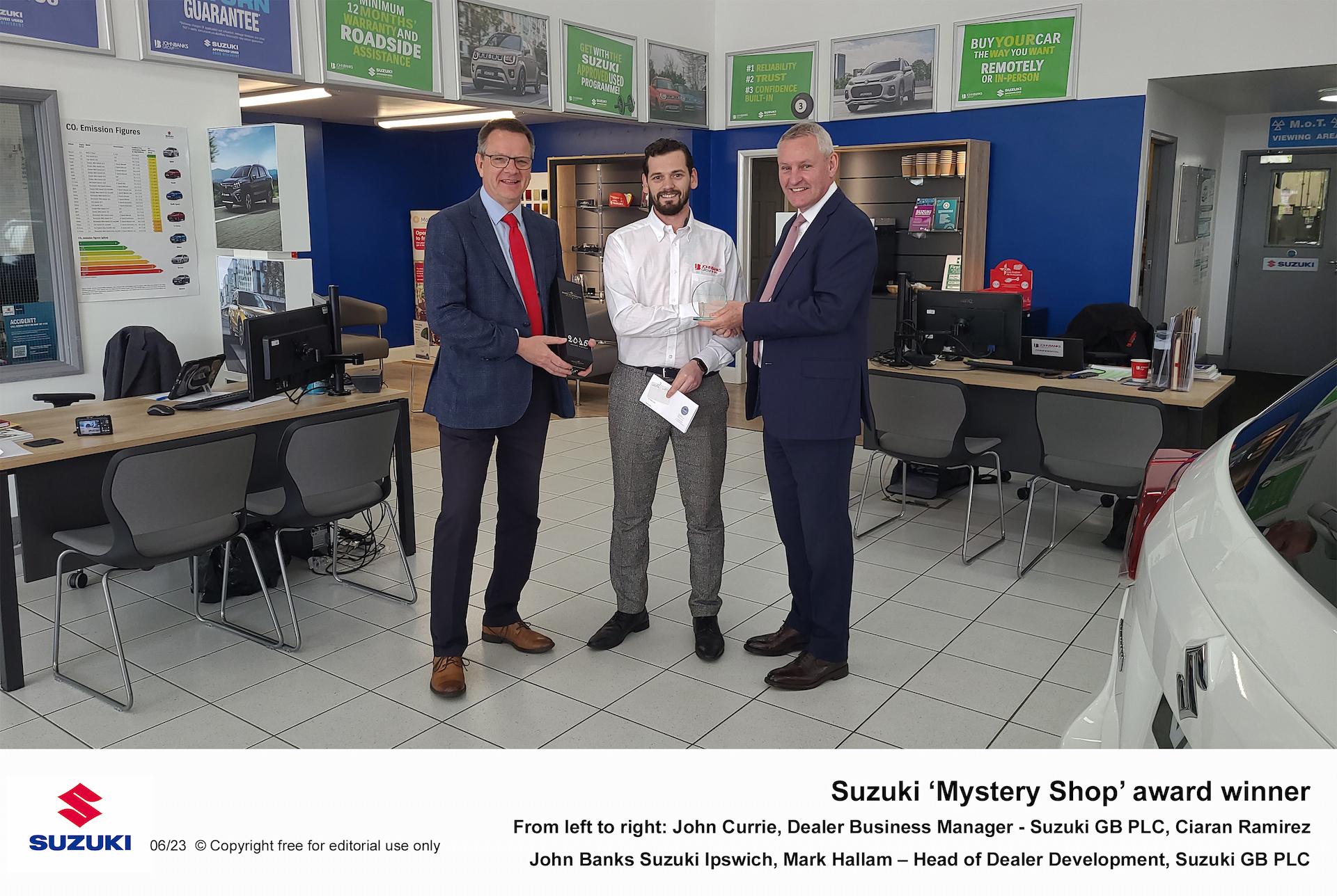Award win for Ciaran Ramirez of John Banks Suzuki