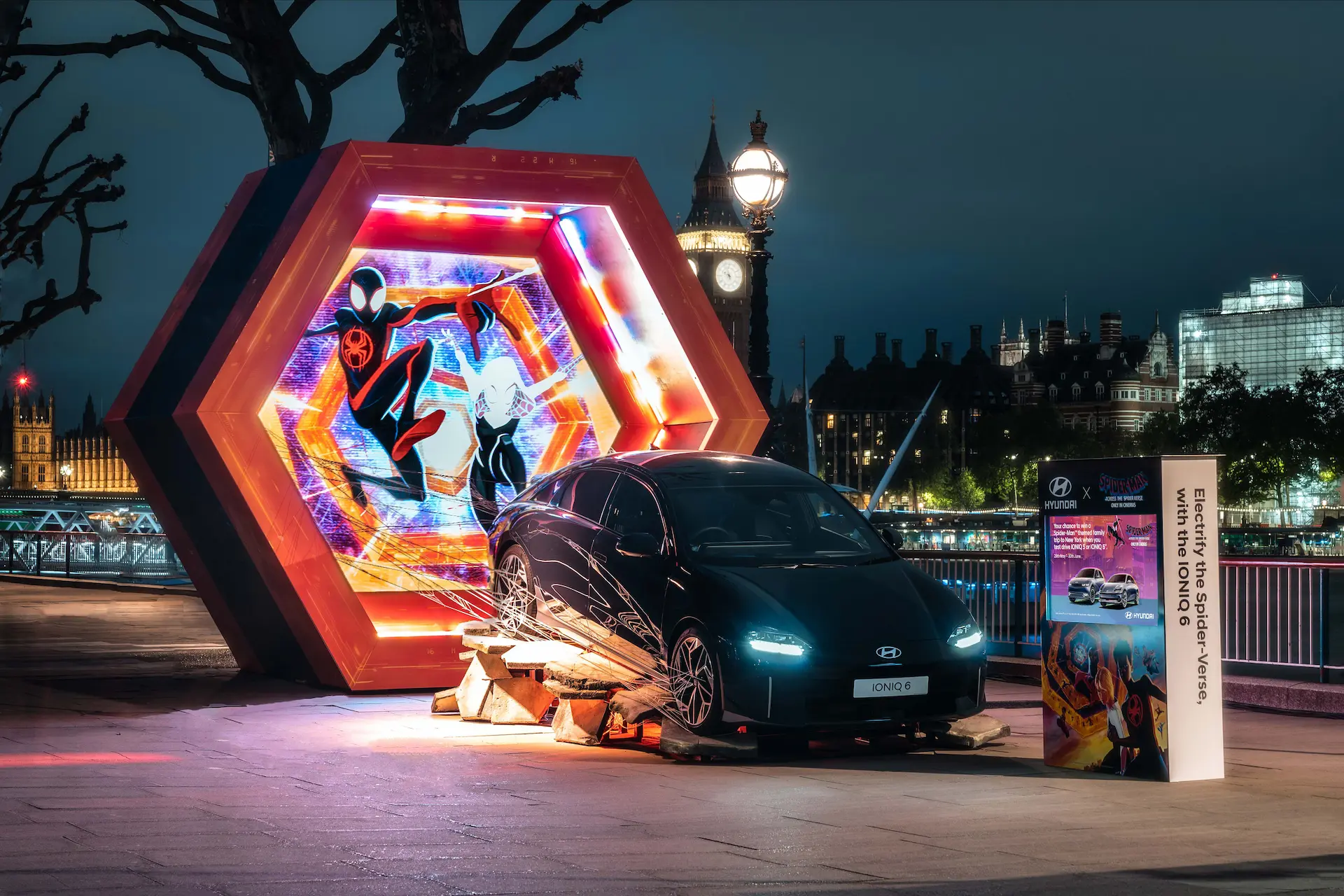 Hyundai Motor Uk Celebrates Spider Man Across The Spider Verse Night Time
