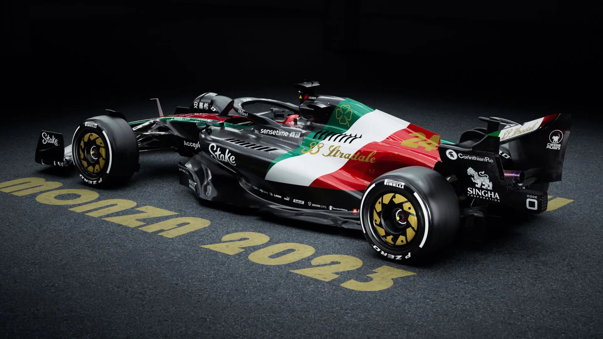 Alfa Romeo F1 Team Stake Pays Tribute To The New Alfa Romeo 33 Stradale With Dazzling Monza Livery