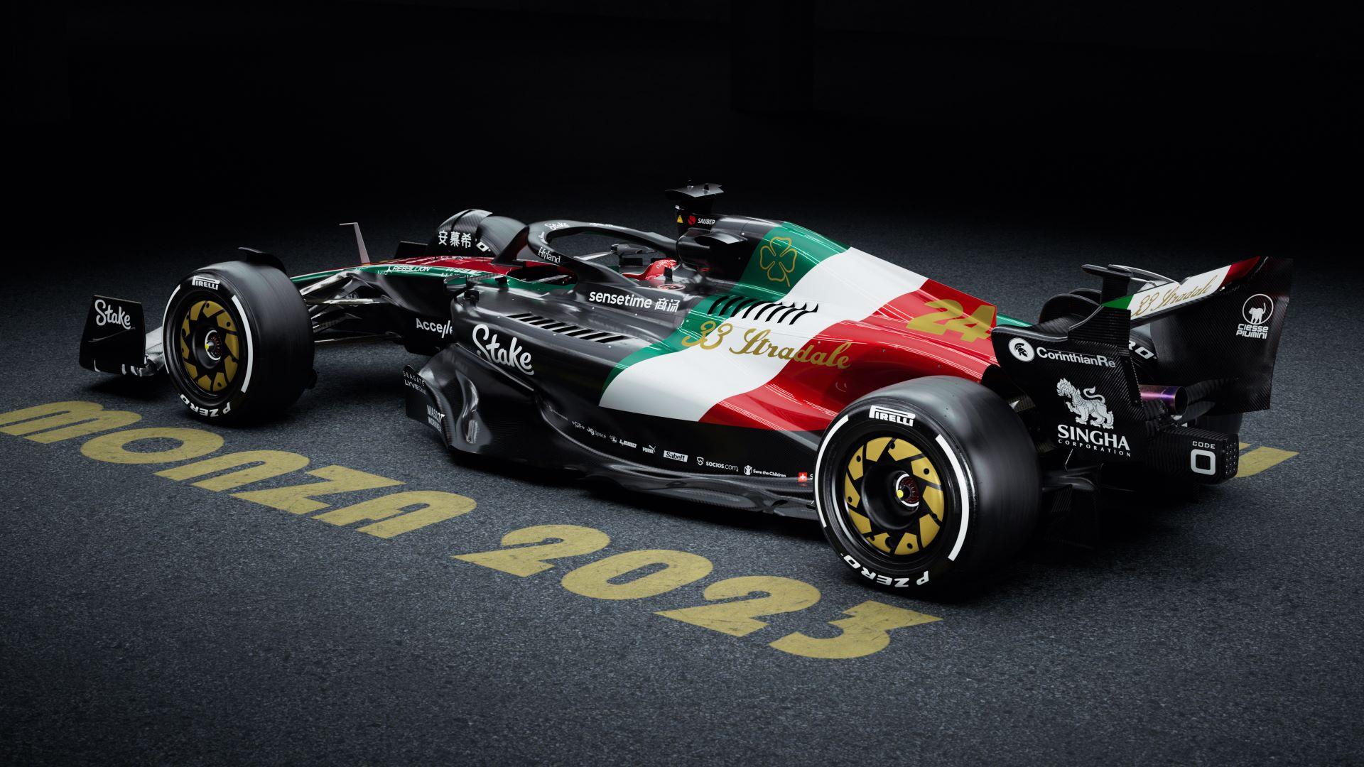 Alfa Romeo F1 Team Stake pays tribute to the new Alfa Romeo 33 Stradale with dazzling Monza livery