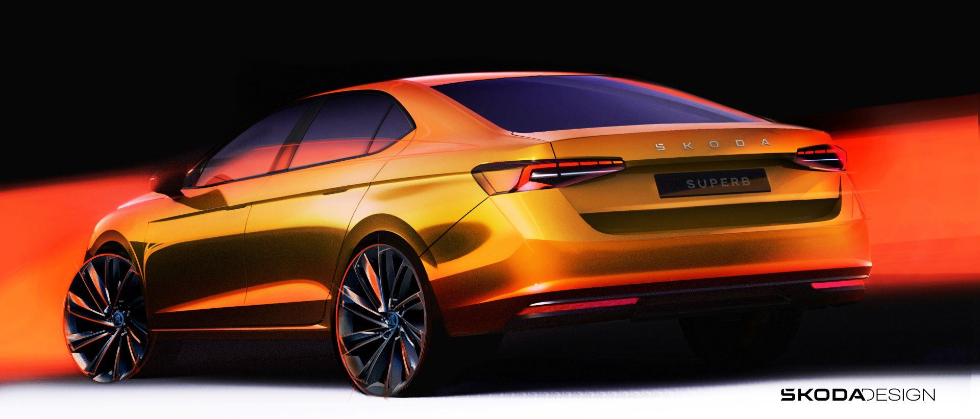 Škoda Auto releases exterior sketches of the fourth-generation Superb