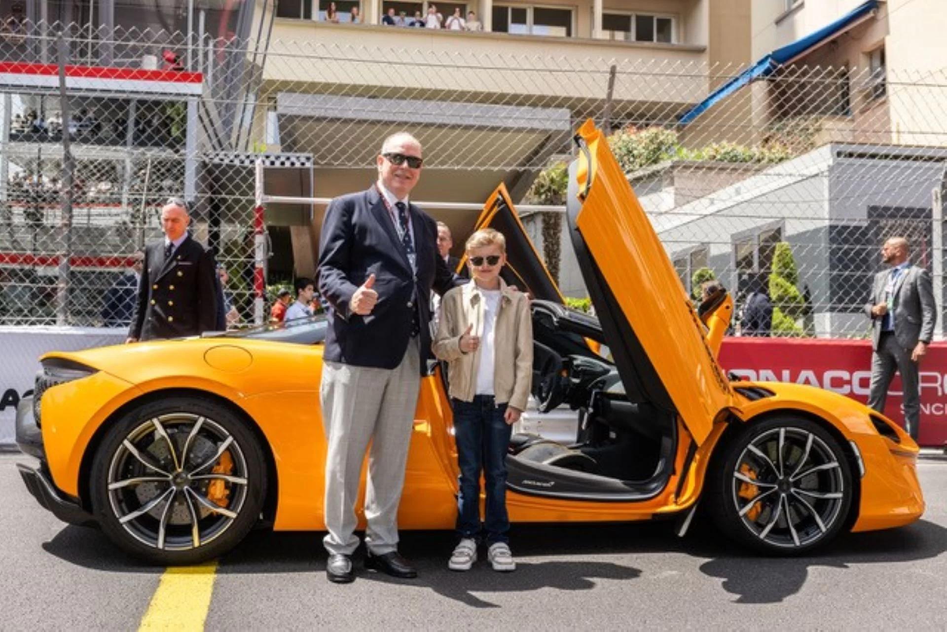 Prince Albert II and Prince Jacques of Monaco Unveil the McLaren Artura Spider at Monaco Grand Prix
