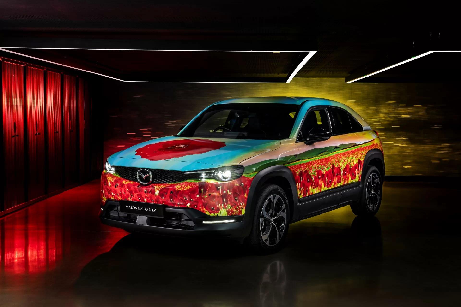 Mazda’s Poppy-Liveried MX-30 R-EV Leads the Charge at the 10th Race of Remembrance