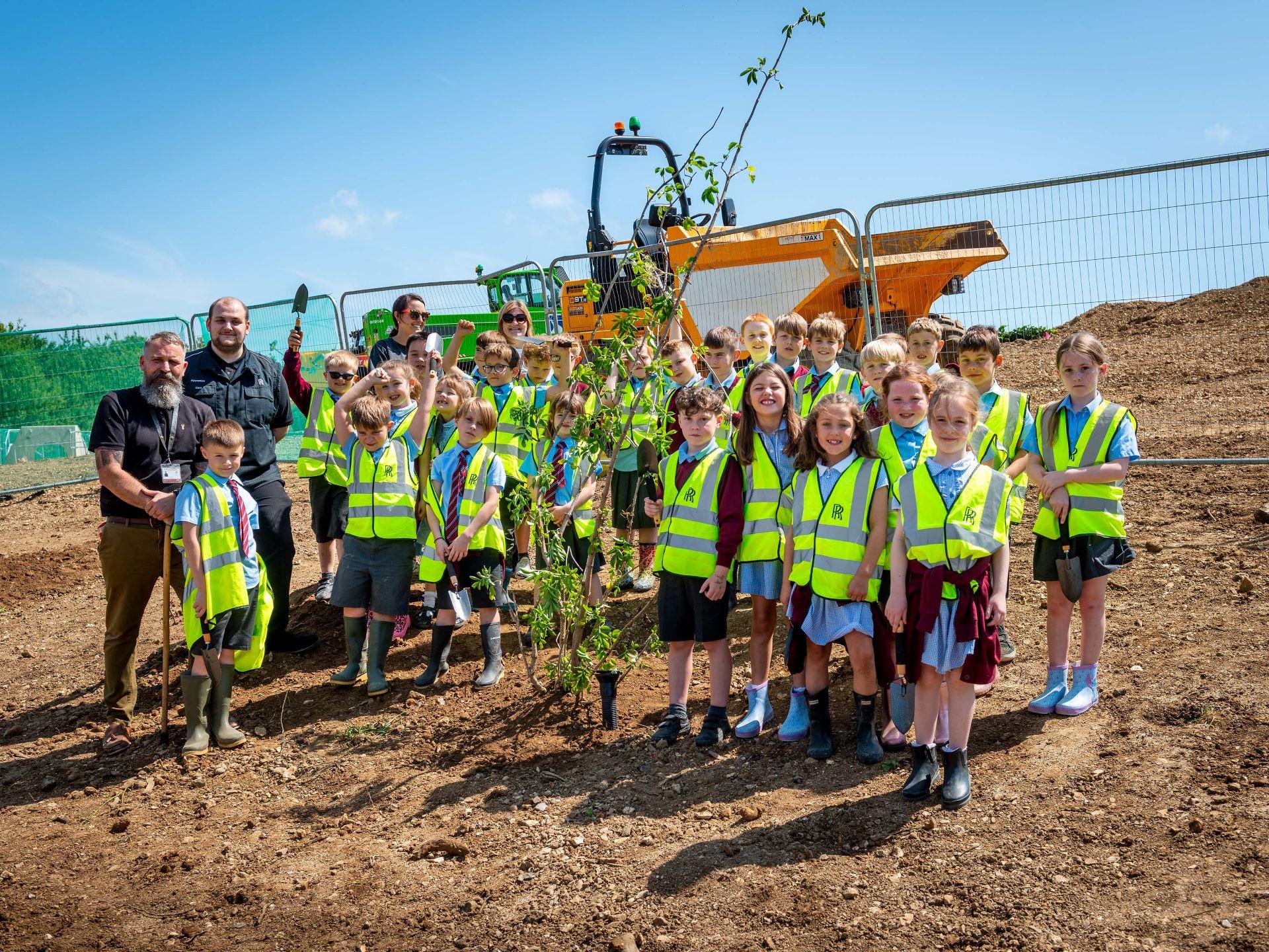 Young Stewards of Nature: Local Pupils Plant First Tree on Rolls-Royce Goodwood Extension Site
