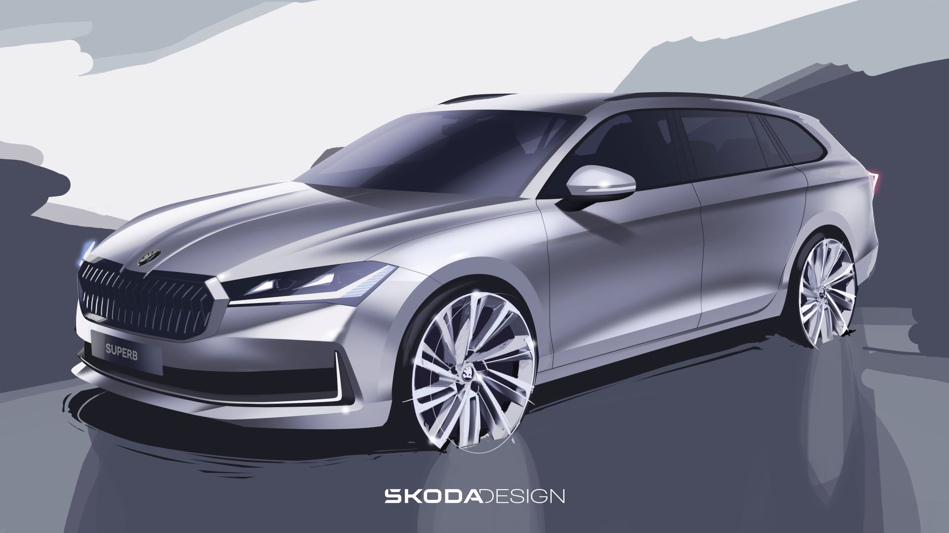 Skoda auto releases exterior sketches of the fourth generation superb