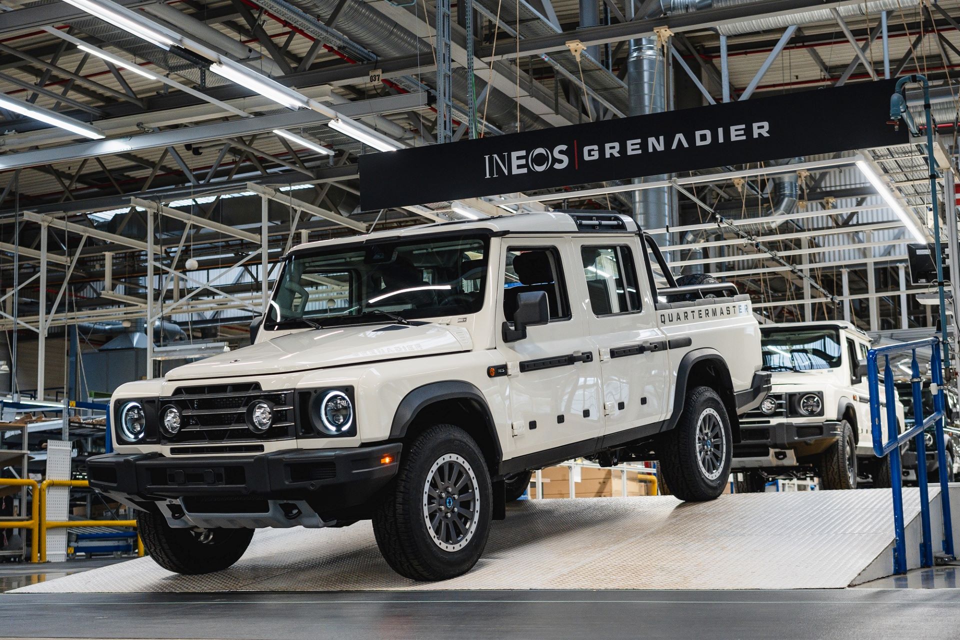 Ineos automotive begins production of grenadier quartermaster double cab pick up