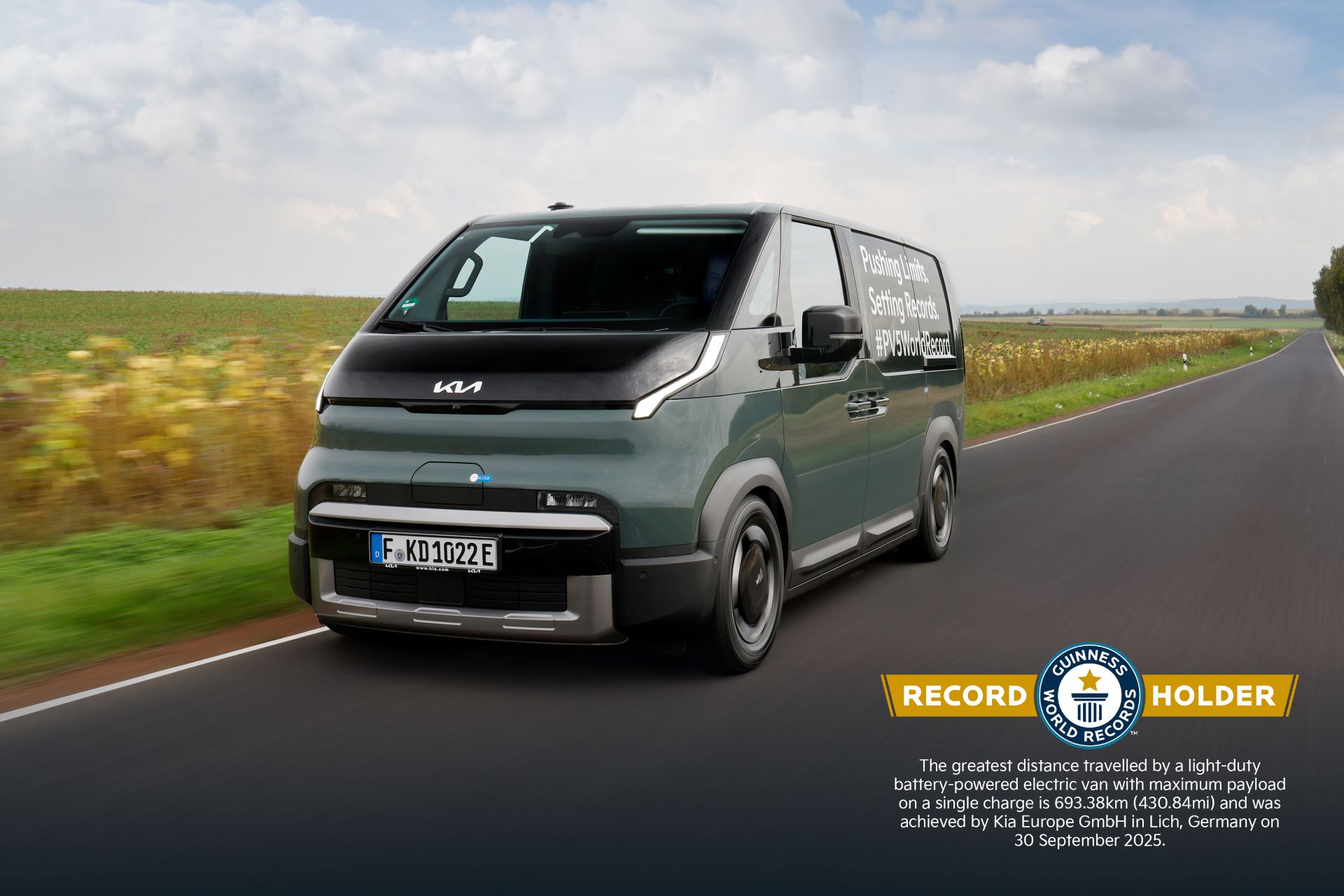 Kia pv5 cargo sets guinness world record for electric light commercial vehicles