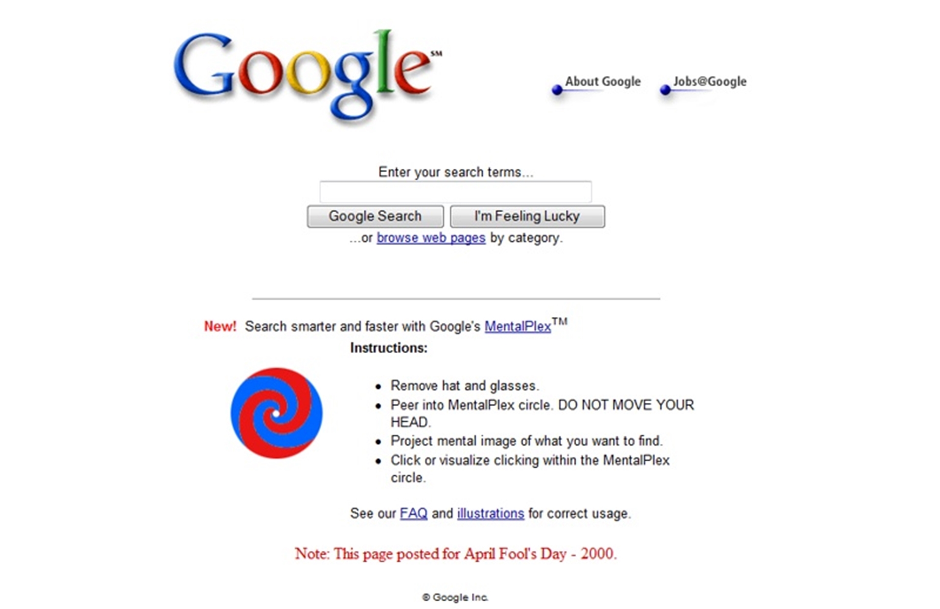 Google April Fool Joke 2000