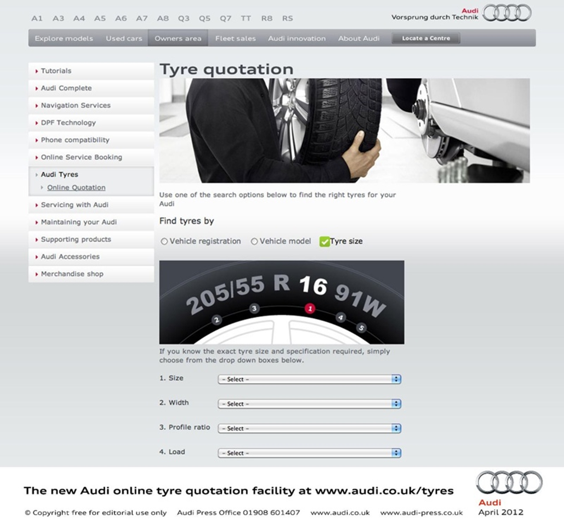 AUDI UK TAKES THE PRESSURE OUT OF A SET OF NEW TYRES