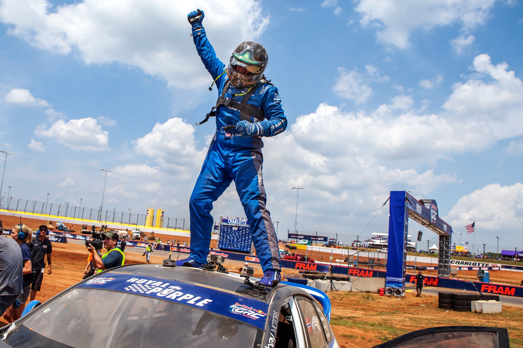 Subaru Rally Team USA driver Sverre Isachsen battled his way to an impressive 2nd Overall finish at Red Bull Global Rallycross Charlotte