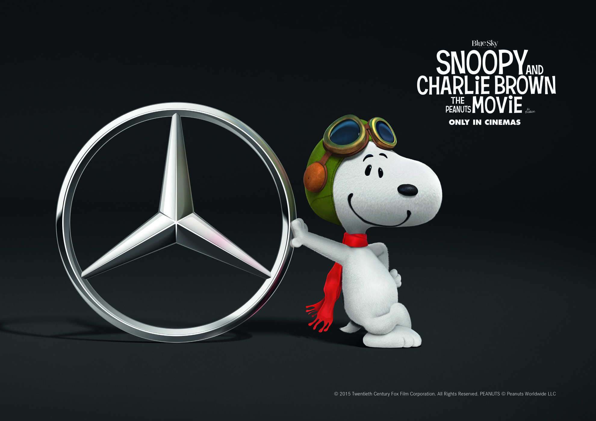 Charlie Brown Snoopy drives a Mercedes-Benz V-Class