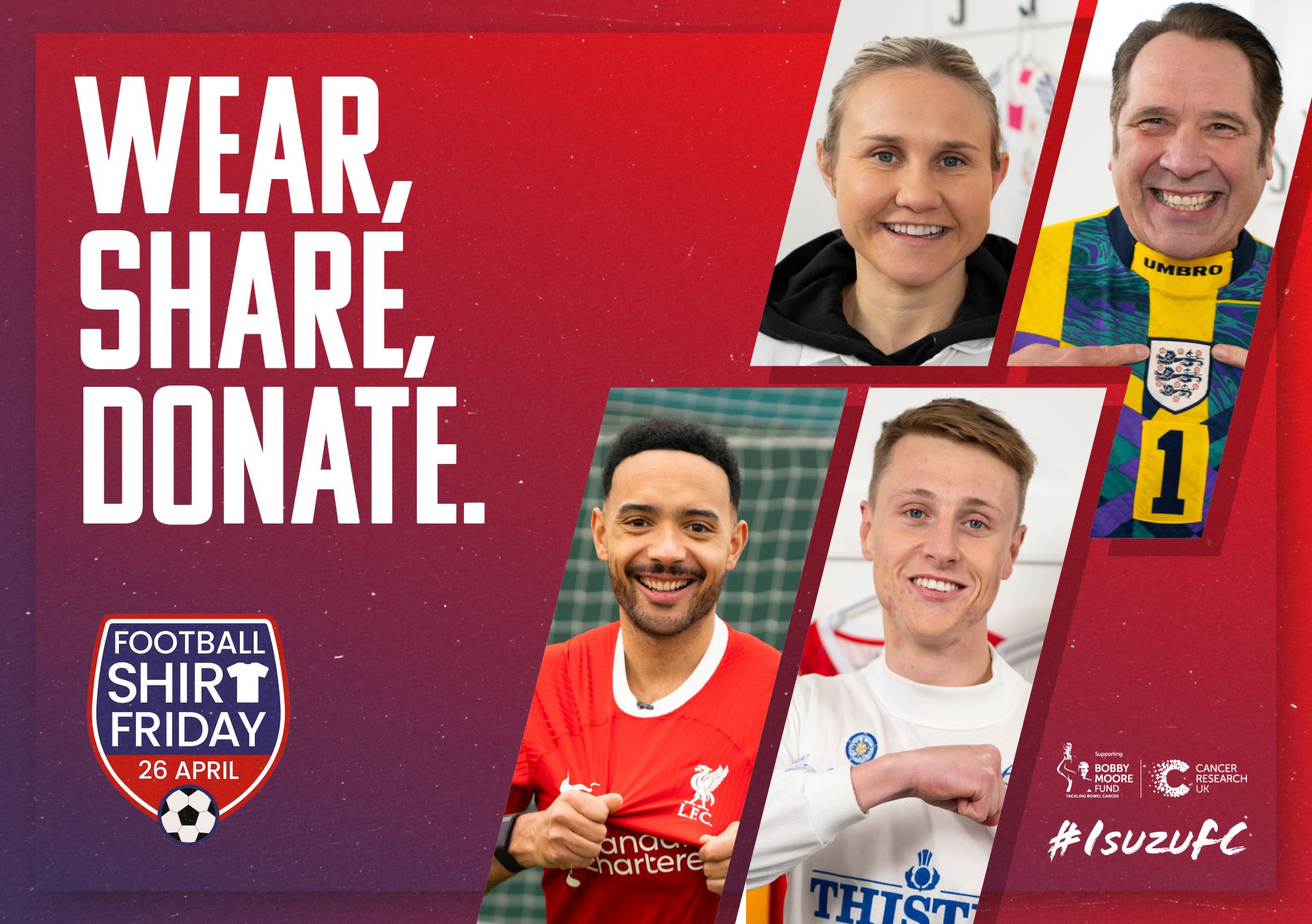 Isuzu UK and Football Icons Support Bowel Cancer Awareness on Football Shirt Friday